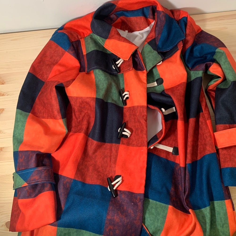 Printed Plaid Duffle coat